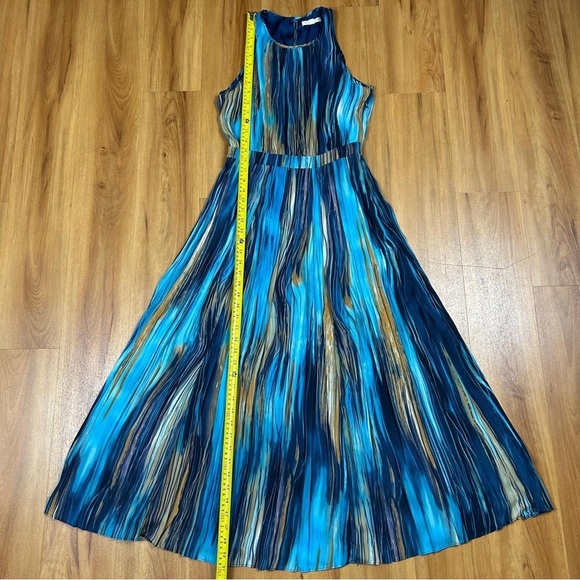 Anthropologie Paper Crown Women’s Blue and Brown Midi Dress Size 2 - Picture 13 of 16